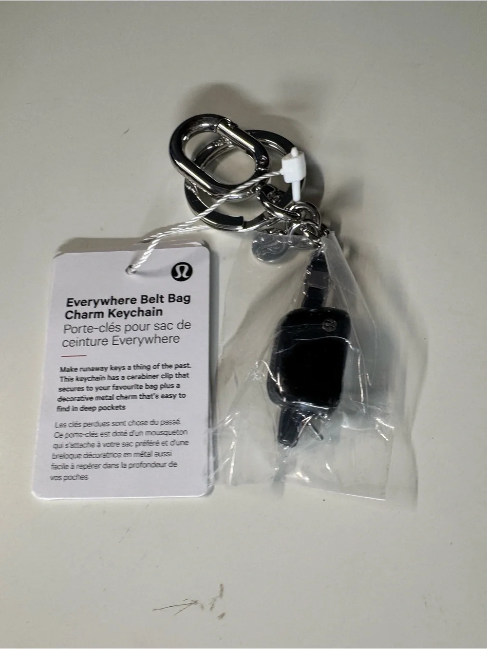 lululemon athletica Everywhere Belt Bag Charm Keychain - Black/Silver Hardware